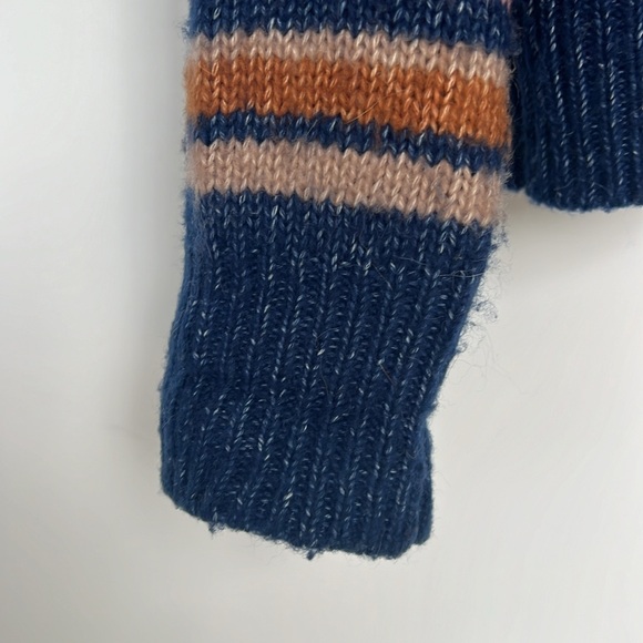 Lucky Brand Striped Scoop neck Long Sleeve sweater Sz SP Navy Pink Rust Beige - Picture 2 of 7